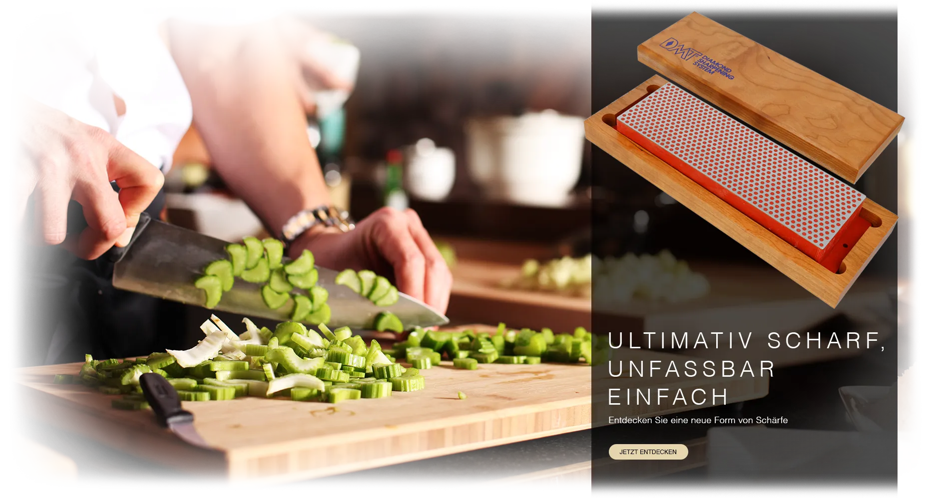 Messer schneidet Schnittlauch