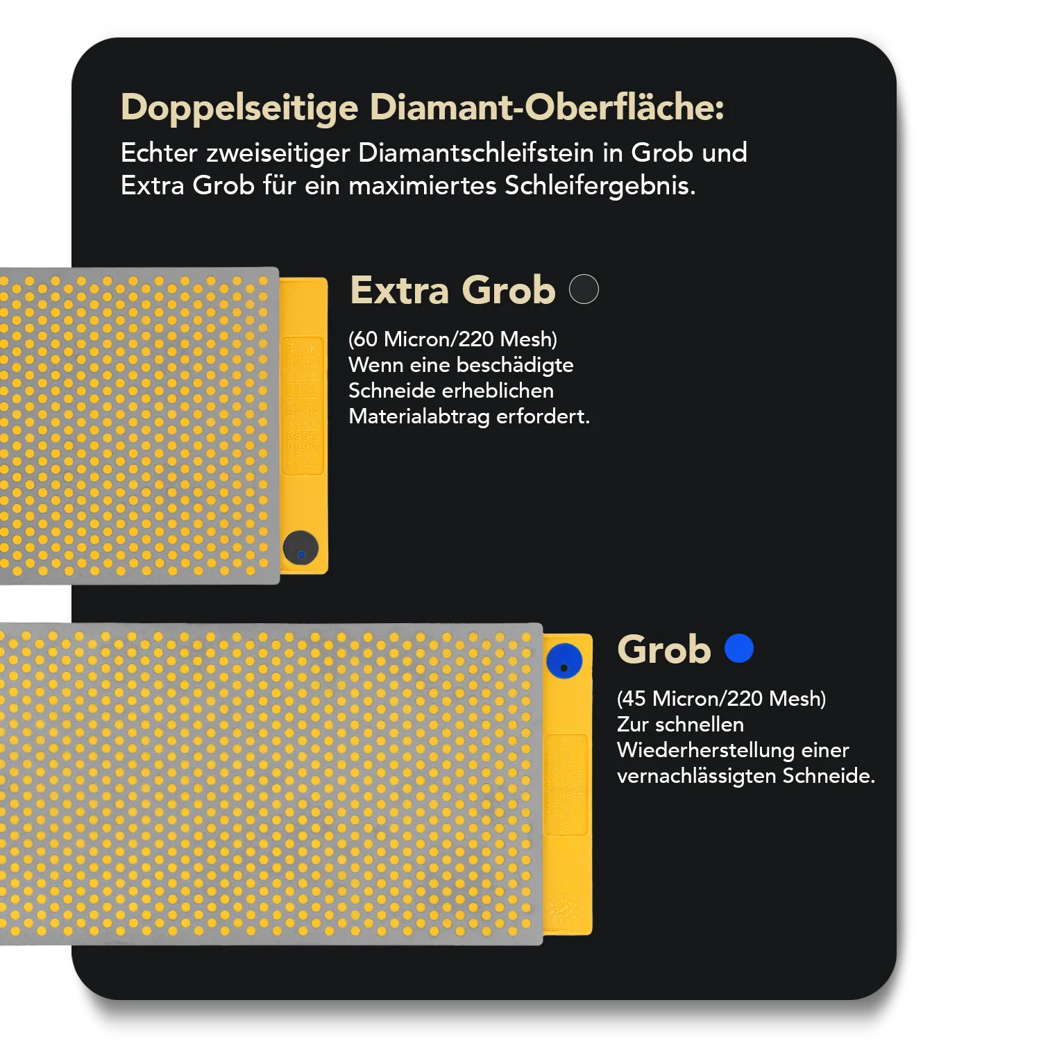 DuoSharp® Diamant Schleifstein 10" Extragrob / Grob, W250CXNB DuoSharp® Diamant Schleifstein 10" mit Basis Extragrob / Grob, W250CX-WB