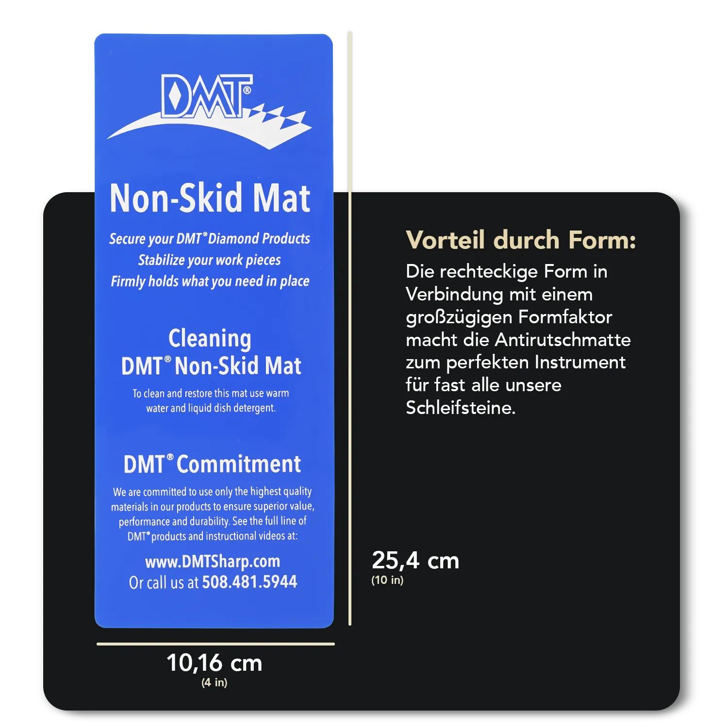 Allzweckmesser Rostfreier Damast Hochglanzpoliert Wüsteneisenholz + DMT Anti-Rutschmatte