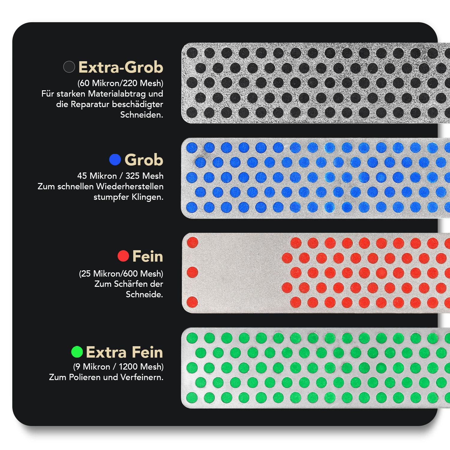 Diamond Whetstone™ Diamant Mini-Schleifstein 4" Kit Extragrob / Grob / Fein / Extrafein, W4K