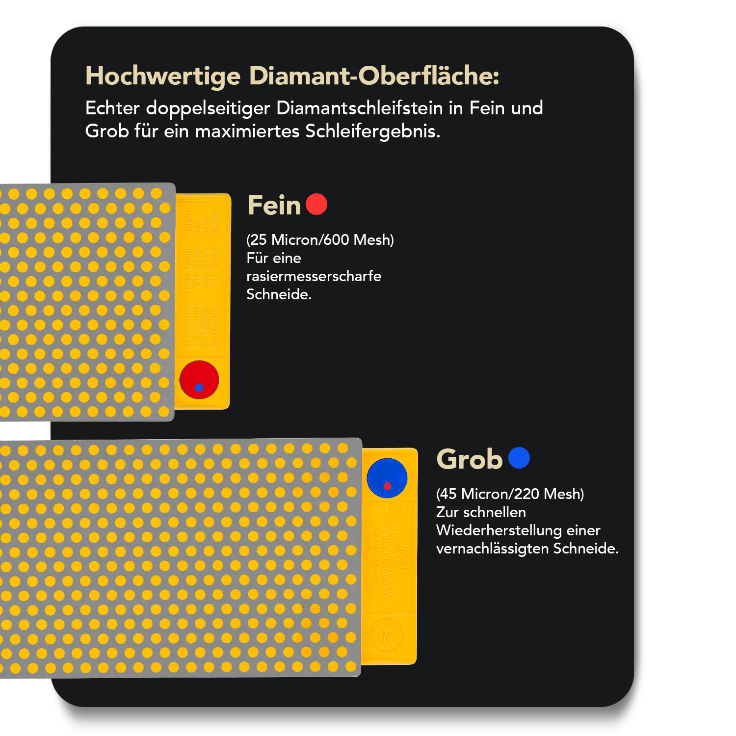 DuoSharp® Diamant Schleifstein 8" mit Basis Grob / Fein, W8FC-WB