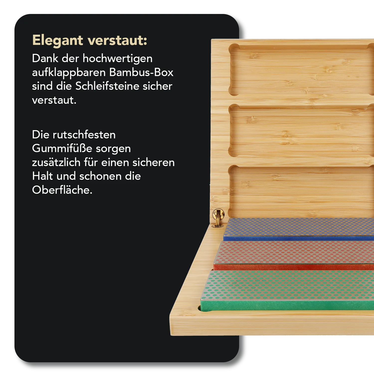 Diamond Whetstone™ Diamant Schleifstein in Holzbox 6" Grob / Fein / Extrafein, W6EFC