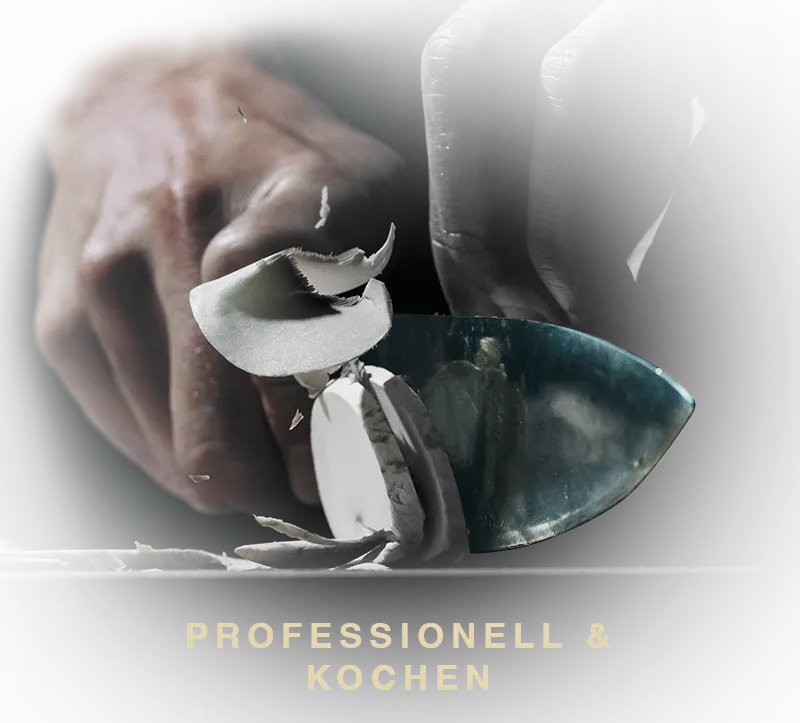 Küchenmesser schneidet Pilze